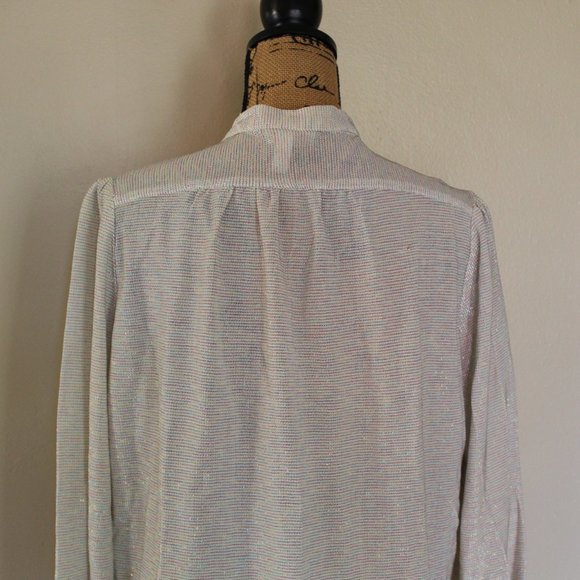 Vintage Ample Togs California Cream Pink Blue Metallic Disco Blouse Women's M - Picture 6 of 12